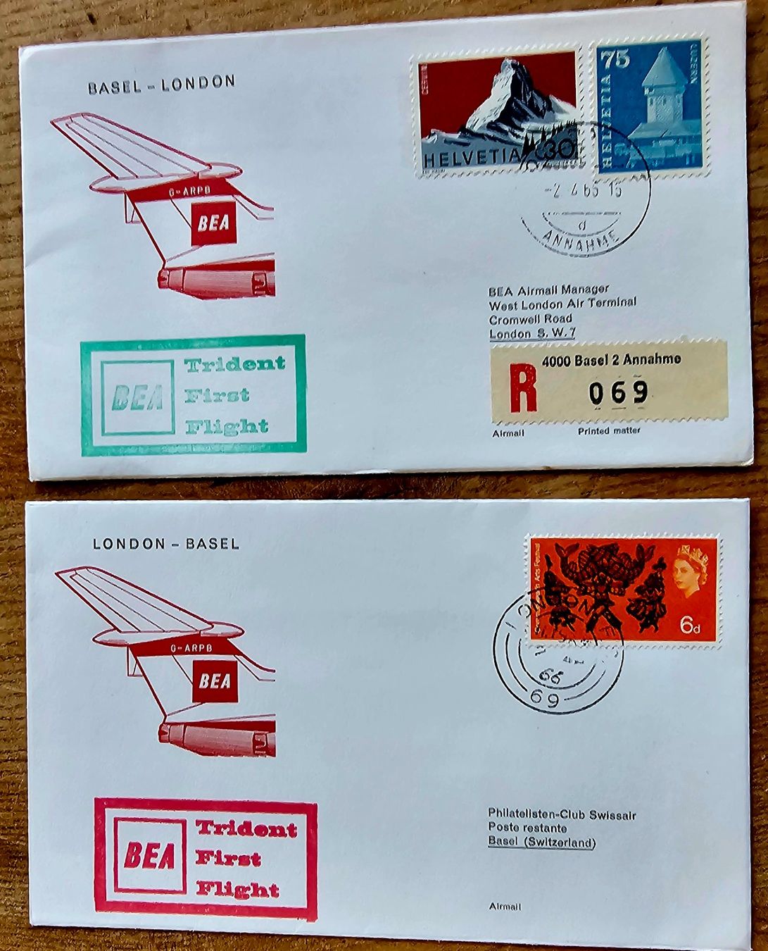 Tous les timbres: BEA  - 2 Erstflug Briefe – D'occasion à Les Valettes par Nuba1