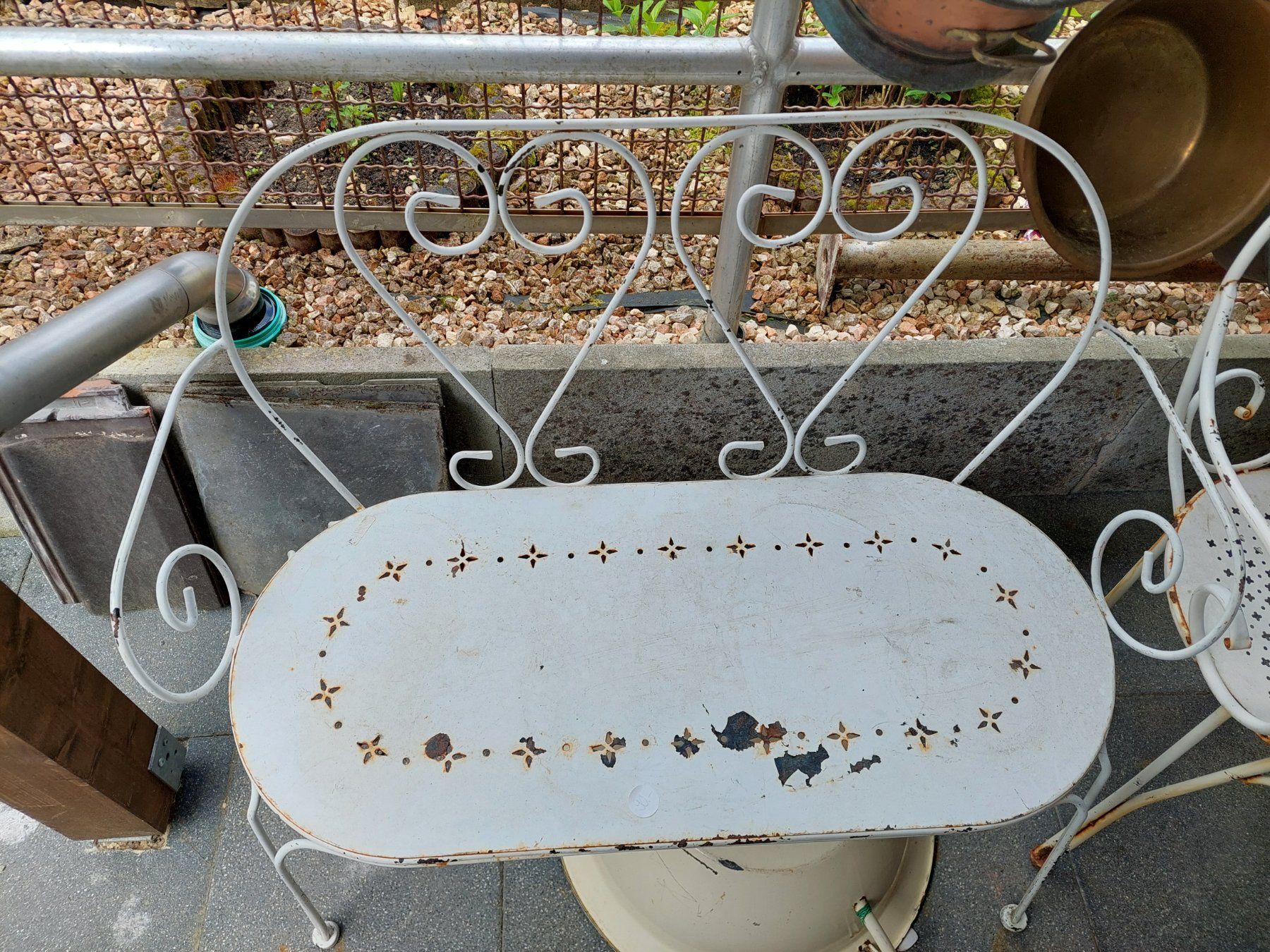 Panchine: Vintage Gartenbank+ Gartenstuhl – Usato da Siblingen venduto da rantiques 5