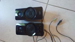 Kompakte Stereo-Lautsprecher für PC, funktioniert einwandfre