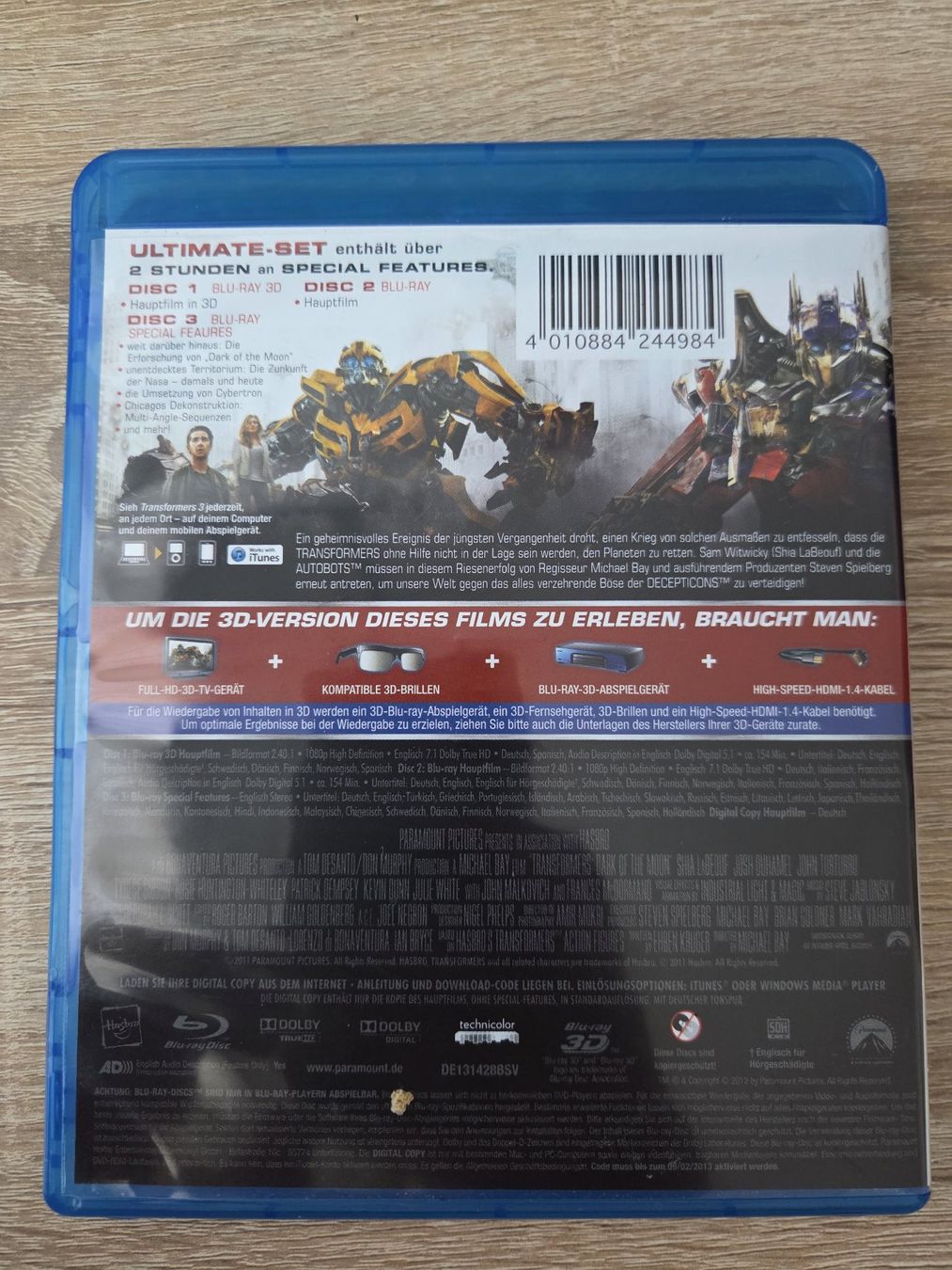 Tutti i DVDs: Transformers 3 3D (3 Disks) - Blu-ray – Usato da Carouge GE venduto da Franllo 1