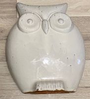 Eule Keramik weiss lasiert ungefähre Masse: H 34 cm, B 31 cm