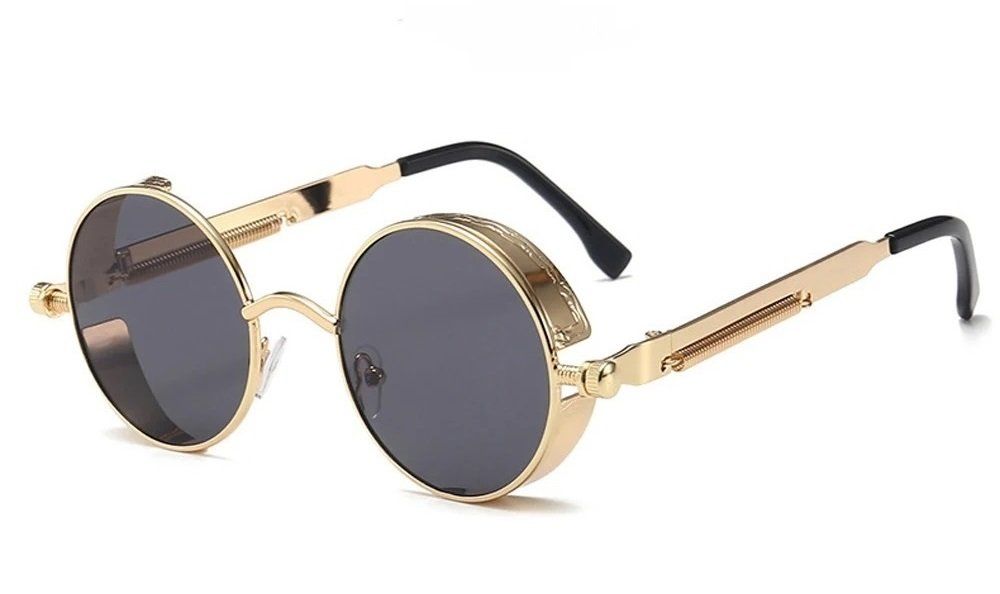 KTUCN Punk Sonnenbrille Mit Drachen-Phönix Design - Runde Metallbrille Für Damen & Herren