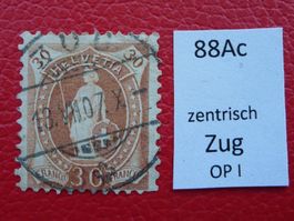 1907: Nr.88Ac mit Vollstempeli von ZUG: 13.JULI.1907