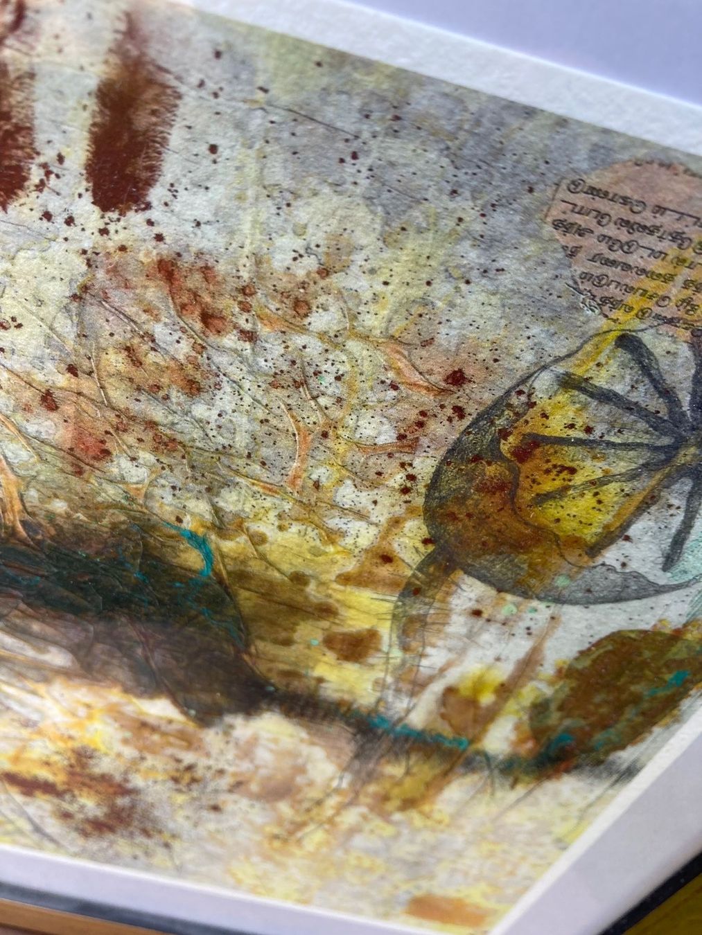 Dipinti: Tableau oeuvre collage pavot texte déco gemälde – Usato da St-Cierges venduto da LeRegain 1