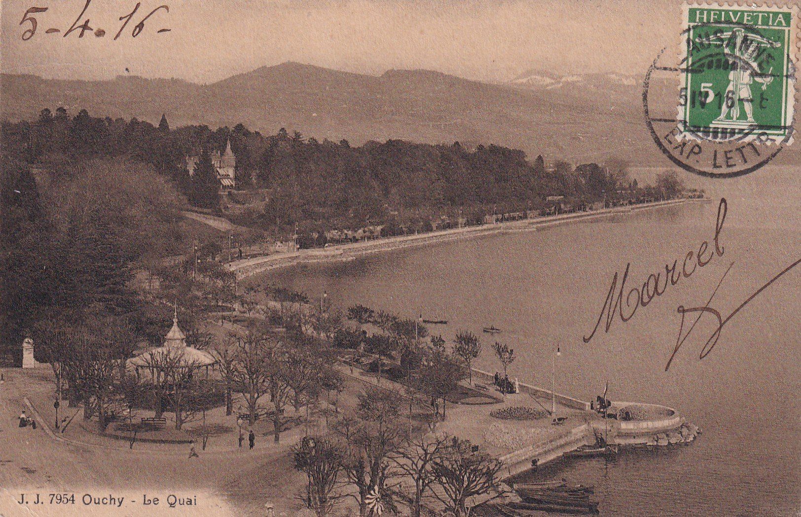 Cartoline postali: Ouchy - le Quai  1916 – Usato da Cormoret venduto da Pascalll2001