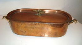 Vintage Fischkessel Pfanne, Kupfer mit Einsatz