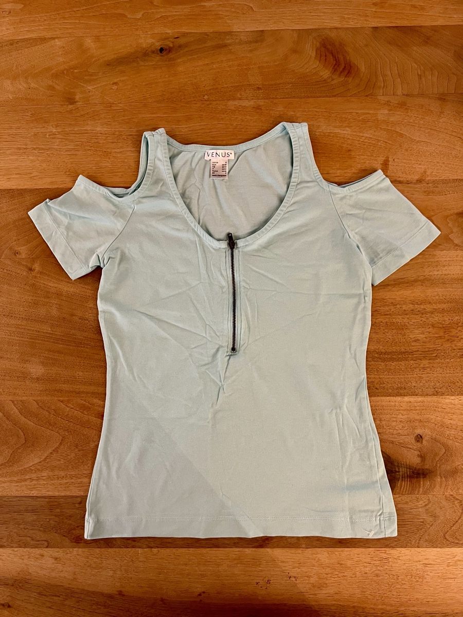 Tops: Green/blue cold shoulder top with zipper – Neu und originalverpackt aus Adliswil von avatar83