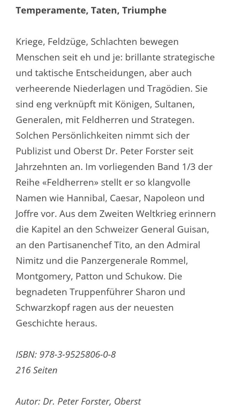 Libri: Feldherren Band 1 – Nuovo e nell'imballaggio originale da Sigriswil venduto da Ricola1977 2