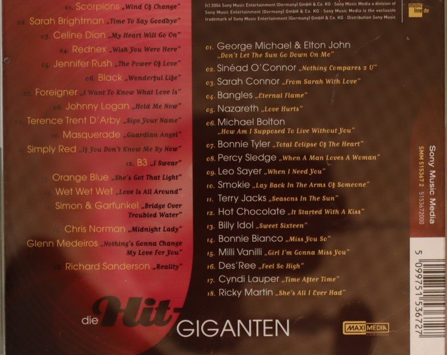 CD: Die Hit-Giganten - Schmusesongs – Usato da Luzern venduto da CONTENTI 2