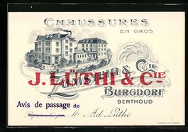Vertreterkarte Zumstein, Cie., Burgdorf,