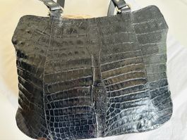 Borsa in vera pelle di coccodrillo nera, come nuova!