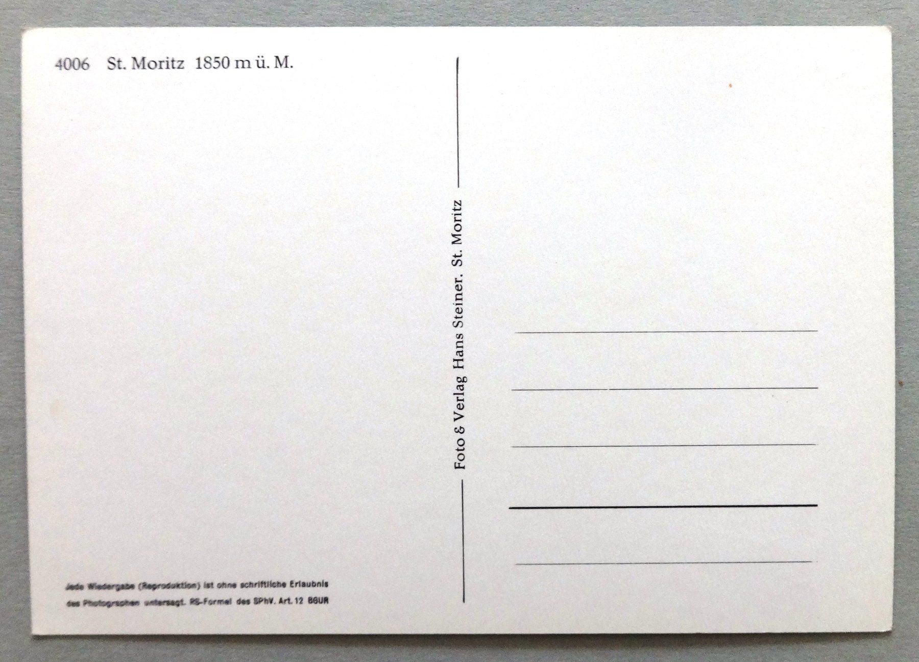 Cartes postales: St. Moritz 1850 m ü.M. – D'occasion à Fétigny par Billy2miny 1