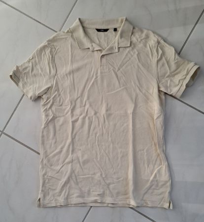 Kragen T-Shirt beige Grösse M