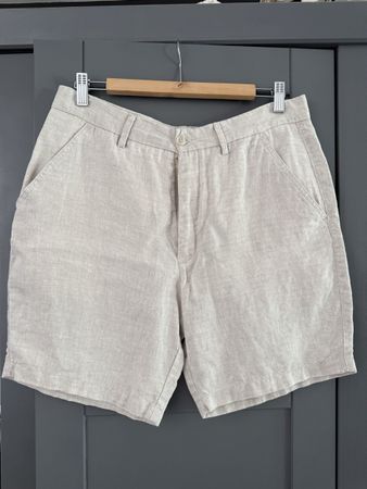 Zara Light Beige Linen Herren Shorts Gr. L