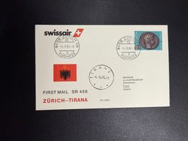 Swissair Erstflugbrief Zürich-Tirana 1986