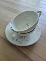Teeservice 4-teilig weiss blau - neuwertig