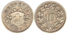 10 Rappen von 1873 (vorzüglich). Ab 1.--
