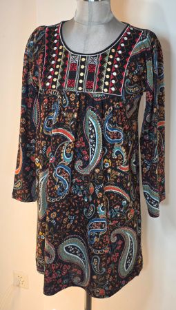 S 36/38 NATURA Portugal leichtes Ethno Boho TUNIKAKLEID
