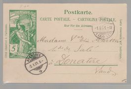 Carte UPU 1900 oblitéré 1.I.01 (après validation)