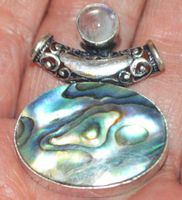 Anhänger L-5720 – Mondstein & Abalone Muschel 40x31mm