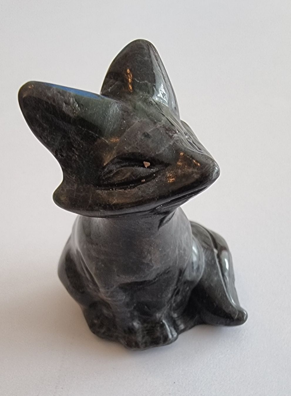 Statuette: Labradorit Fuchs Statue Figur – Nuovo e nell'imballaggio originale da Menziken venduto da Mirager 2
