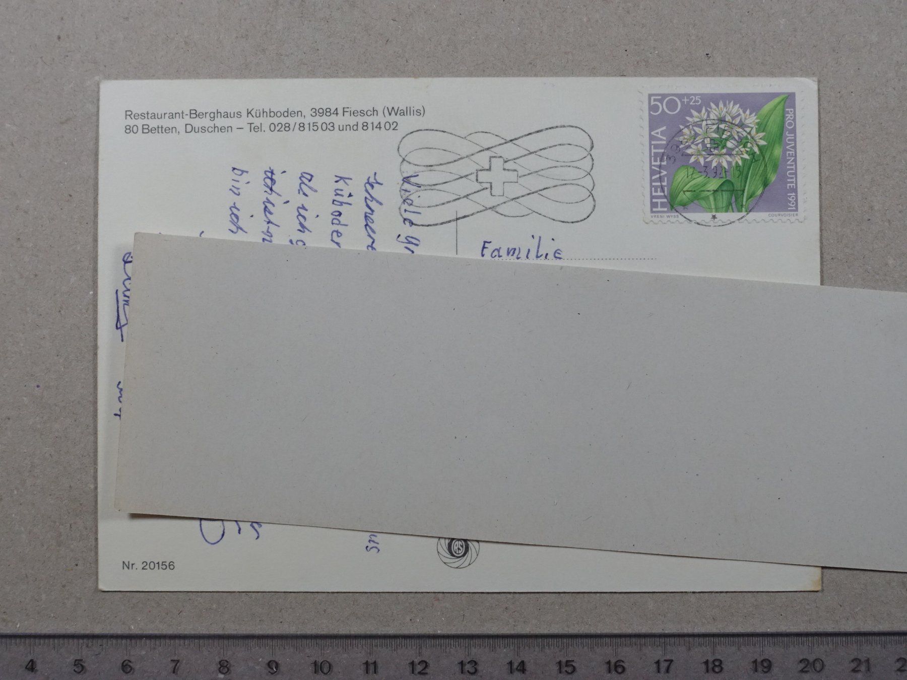 Cartoline postali: Fiesch, Berghaus Kühboden, 1992 – Usato da Lenzburg venduto da fh1 1