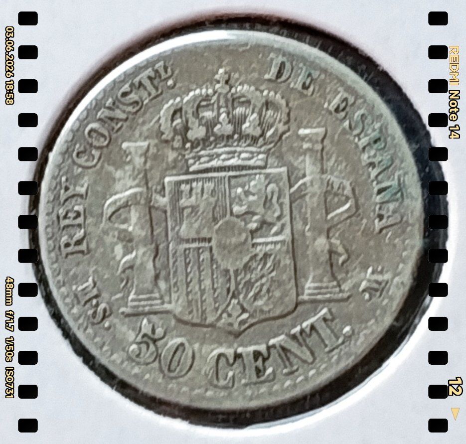 Tutti le monete: SPANIEN - ESPAÑA - 50 CENTIMOS 1880 - MS - M - SILBER 0.835 – Usato da Tobel venduto da fuertinero 1