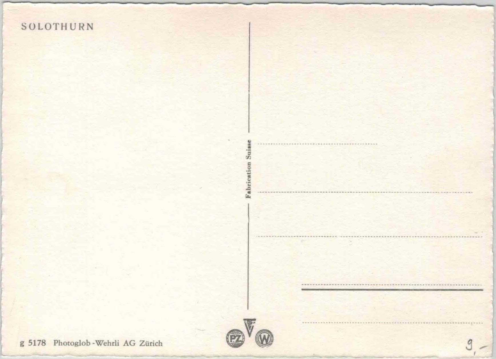 Cartes postales: SO 112 SOLOTHURN GF – Neuf (Voir description) à Fribourg par philafri 1
