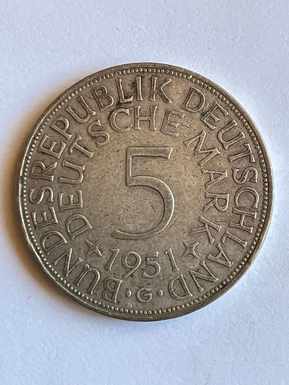 Tutti le monete: 1   x  5  Mark 1951  Silber – Usato da untervaz venduto da Wingert