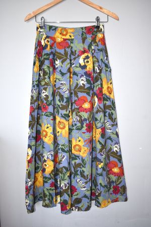 Vintage Plisseerock  90er mit Blumenmuster un mit Taschen