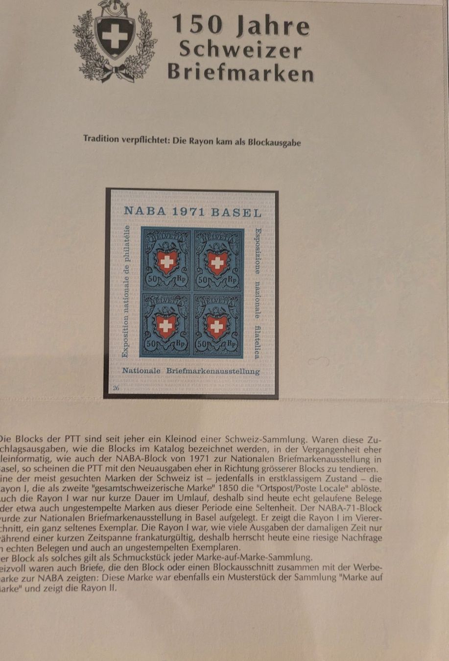 Tutti i francobolli: 150 Jahre Schweizer Briefmarken – Usato da Madiswil venduto da Hglotz