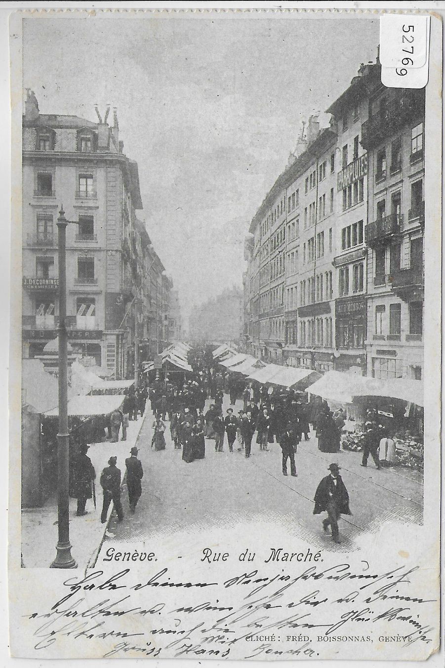 Cartoline postali: Geneve - Rue du Marche - animee – Usato da Ettingen venduto da Kartenplanet