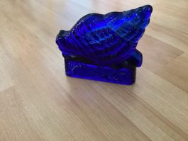 Teelichthalter Muschel blau Glas 8cm guter Zustand