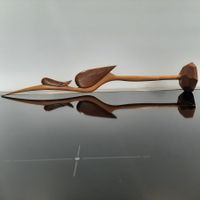 Vintage 60er Mid Century Reiher Vogel Holz Kranich 70er