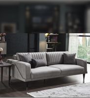 Sofa und Sessel Sitzgruppe Stoff grau guter Zustand