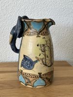 Studio Keramik Krug Vase mit Elefant signiert Unikat Top!