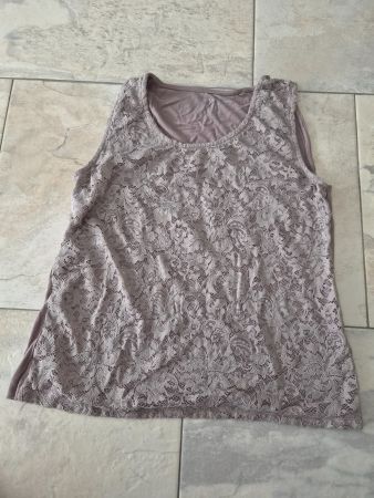 Top Damen, Grösse XL, taupe Spitze, Chicorée