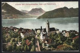 Vitznau, Gesamtansicht mit Bahntrace und