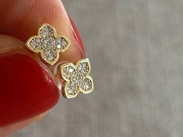 Sterling Silber 925 Gold Ohrstecker mit Zirkonia