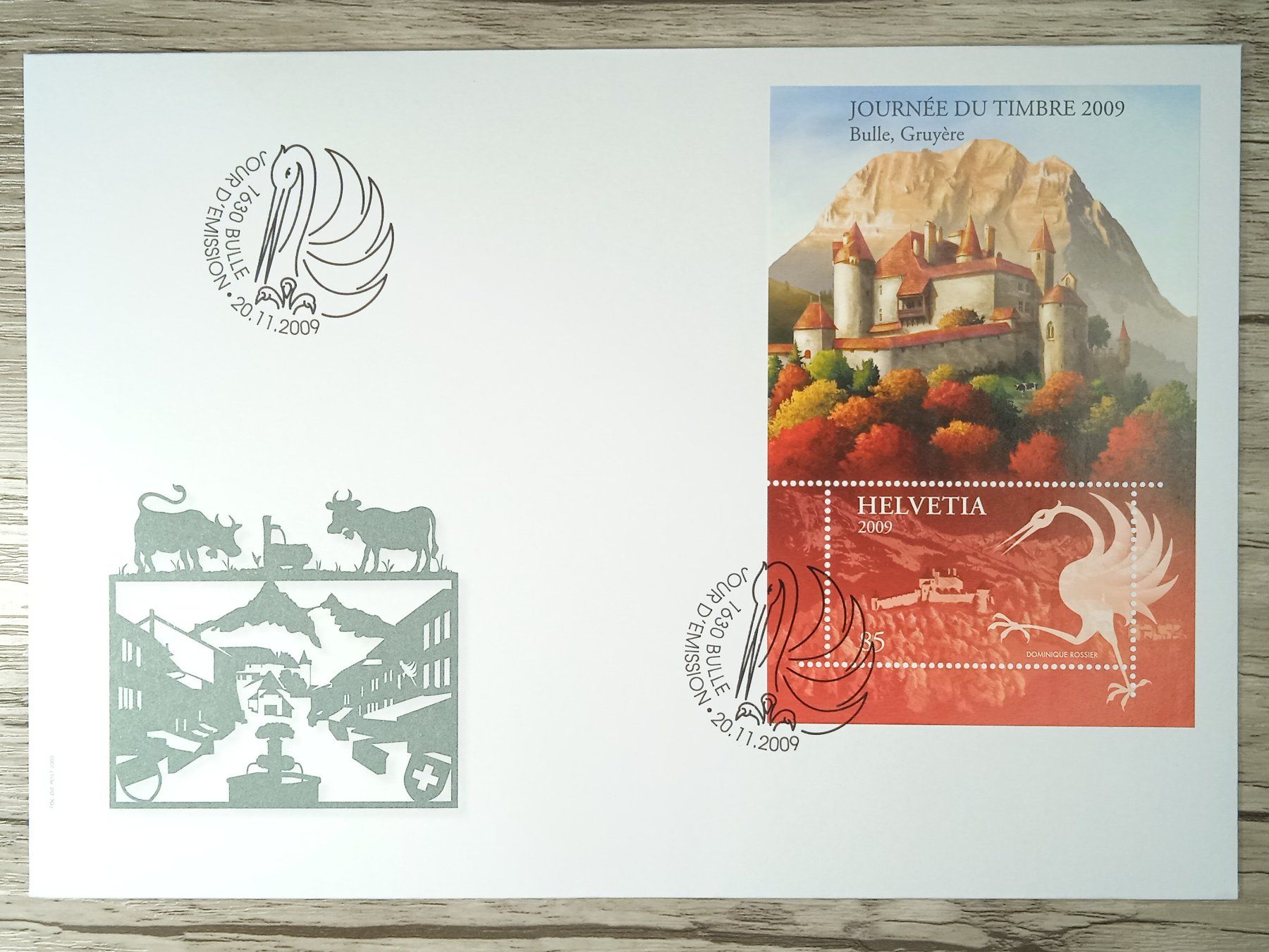 Tutti i francobolli: TR12 Enveloppe + Timbre Suisse 2009 – Usato da Cousset venduto da Patrick_Collections