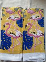 2x Flamingo Kitchen Towels Summer Tropical Birds Cotton New