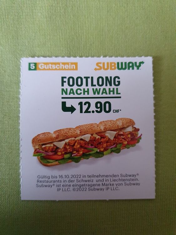 Subway Gutschein Kalender 