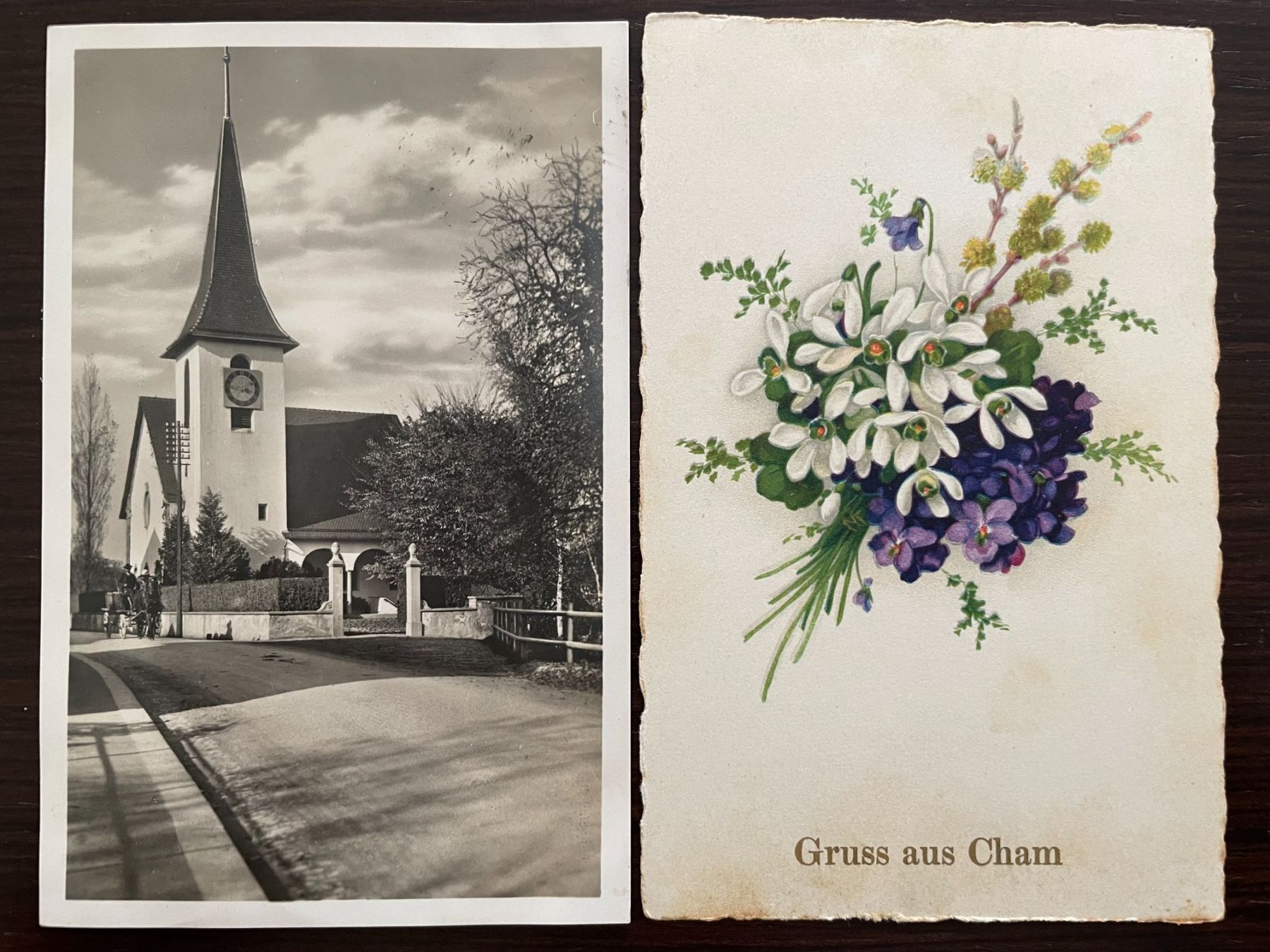Cartoline postali: CHAM Rathaus, Kirche, Schloss, Heiligkreuz, 8 Ansichtskarten – Usato da Wald ZH venduto da TLILEF 7