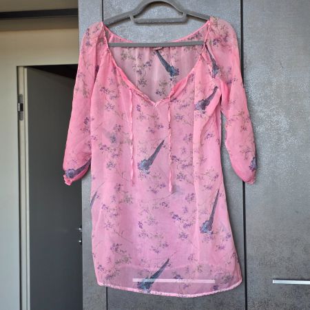 🐸 NILE BLUSE S 100% SEIDE ROSA LUSTIG LEICHT TOP ZUSTAND