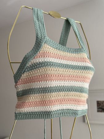 Handmade Crochet Crop Top - Green, Beige, Rose Pink - NEW