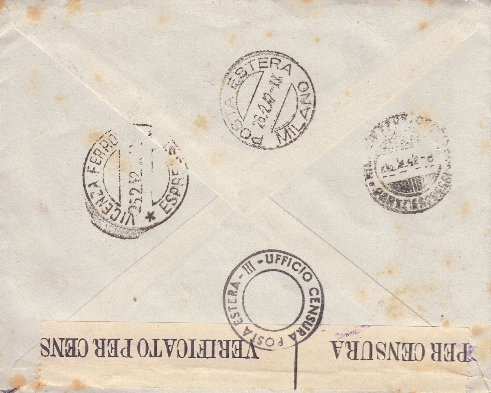 Tutti i francobolli: Zensurpost Italien-Schweiz 1942 – Usato da Bürglen TG venduto da StampGraf 1