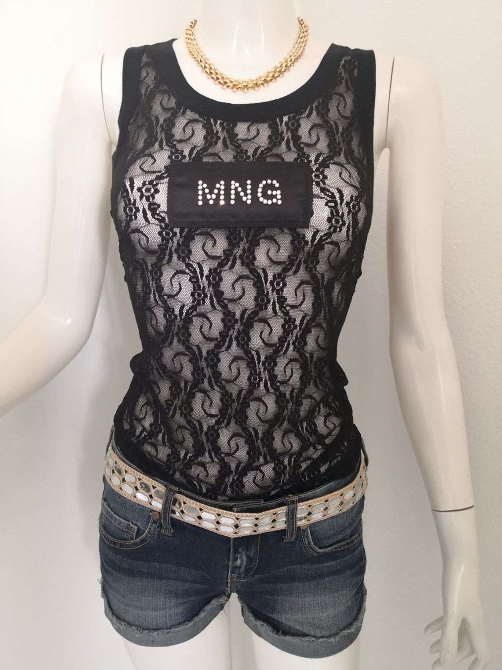 Mango Tops: 🤩MANGO SPITZEN-TOP STRETCH SCHWARZ MIT STRASS – Neuf (Voir description) à Olten par Naja-Twins-Twins 9