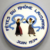 Assiette de collection "Fêtes du Rhône Lausanne 1934"