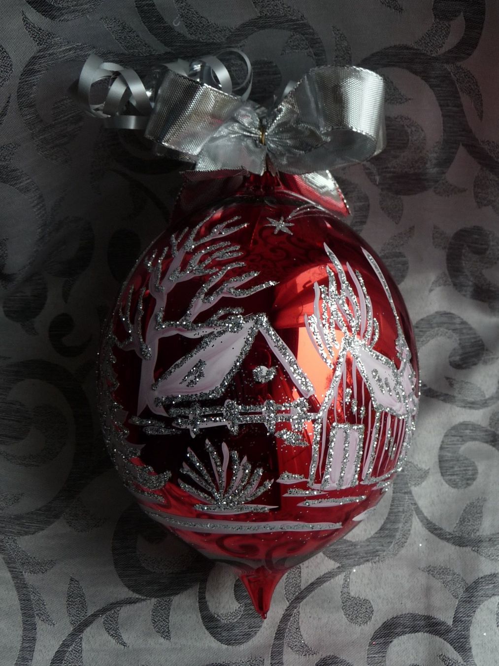 Tutte le decorazioni: gr. rot-silberne Christbaumkugel Weihnachtskugel Dekoration – Nuovo e nell'imballaggio originale da Alpnach Dorf venduto da marvo 6