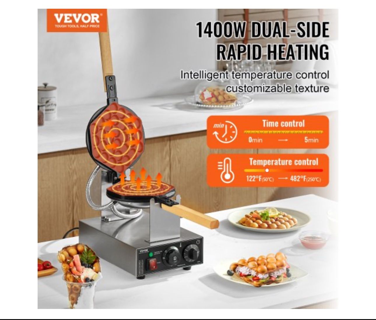 Küchengeräte: Bubble Waffle Maker Eierwaffel 1400W Waffeleisen 50-250°C – Neu und originalverpackt aus Amriswil von JaJa-Express 1
